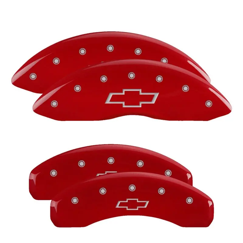 Mgp Engraved 4-Piston Caliper Covers – Front And Rear, Charger Red With Silver Stripes 1