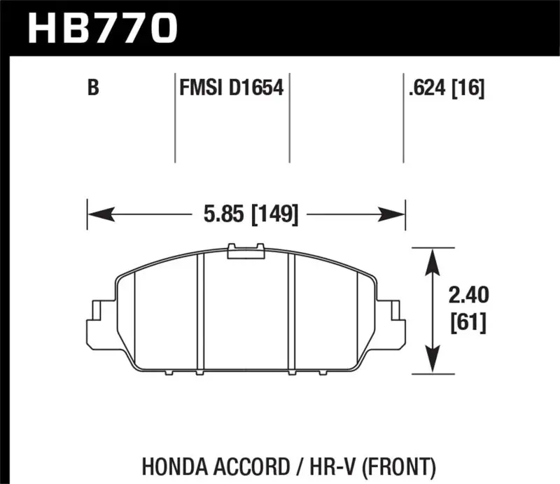 Hawk Hps 5.0 Front Ceramic Brake Pads For 2013–2017 Honda Accord 1