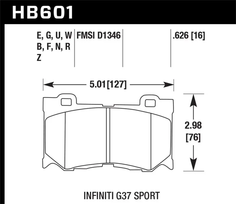 Hawk 10-11 Infiniti Fx50 / 09-10 G37 / 09-10 Nissan 370Z Dtc-60 Race Front Brake Pads 1