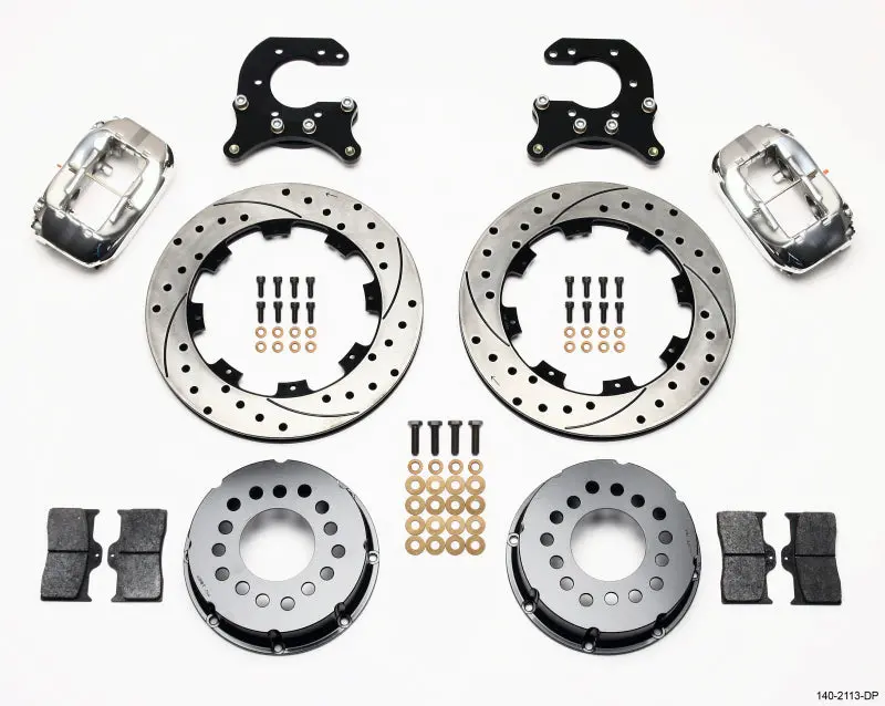 Wilwood Forged Dynalite Power Steering Rear Brake Kit – Drilled & Polished, Small Ford Axle, 2.66" Offset 1