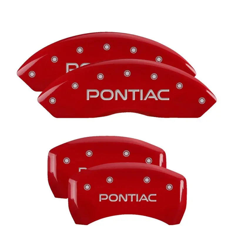 Mgp 4 Caliper Covers Engraved Front & Rear 06-09 Pontiac Solstice Red Finish Silver Pontiac Logo 1