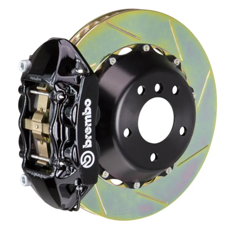 Brembo Gt Rear Big Brake Kit For 2015–2018 Bmw M3 – 4-Piston Calipers, 380X28Mm Two-Piece Slotted Rotors, Cast Iron, Black Finish 1