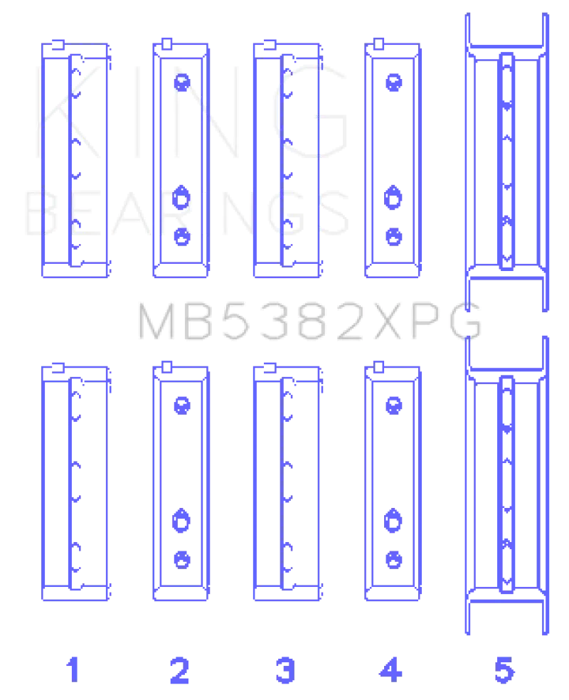 King Subaru Ej20/Ej22/Ej25 (For Thrust In #5 Position) (Size Stdx) Tri-Metal Perf Main Bearing Set 1