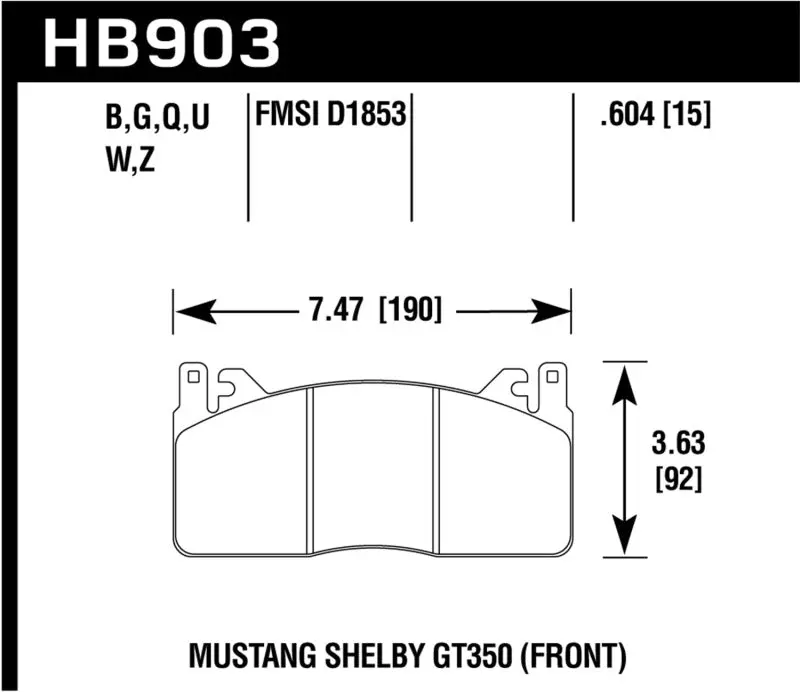Hawk Hps Front Brake Pads For 2015–2017 Ford Mustang 5.0L V8 1
