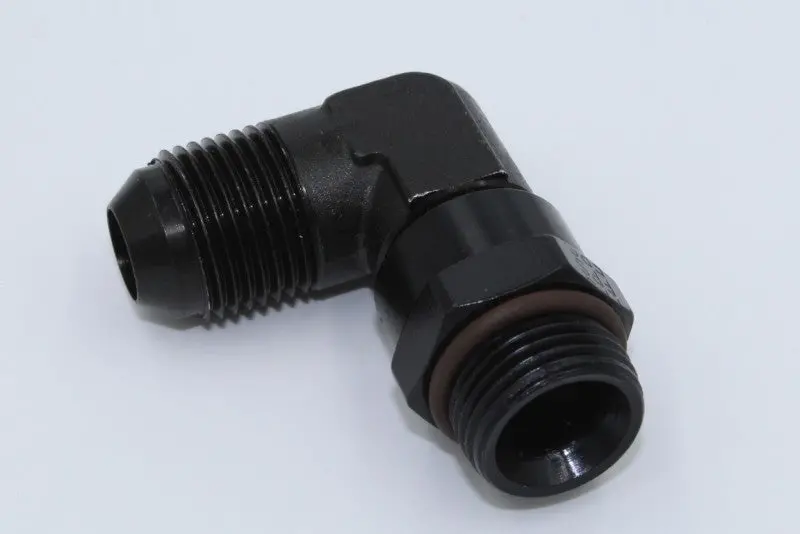 Fragola -6An 90° Swivel Fitting With 9/16-18 Thread – Black Anodized 1