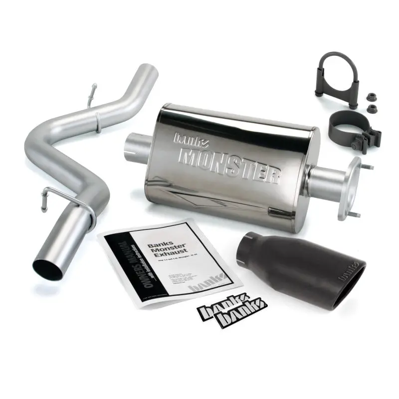 Banks Power Monster Exhaust System For 2004–2006 Jeep Wrangler Unlimited 4.0L – Stainless Steel Single Exit With Black Tip 1