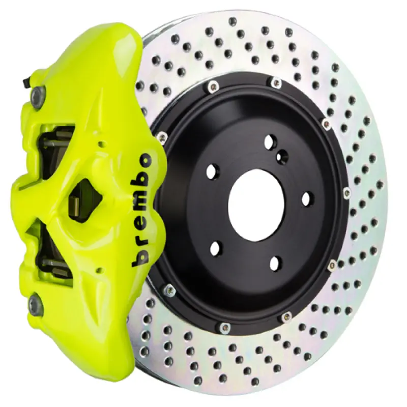 Brembo Gt Big Brake Kit – Rear, 4-Piston Calipers With 380X28Mm Two-Piece Drilled Rotors, Fluorescent Yellow Finish (2005–2013 Range Rover Sport) 1