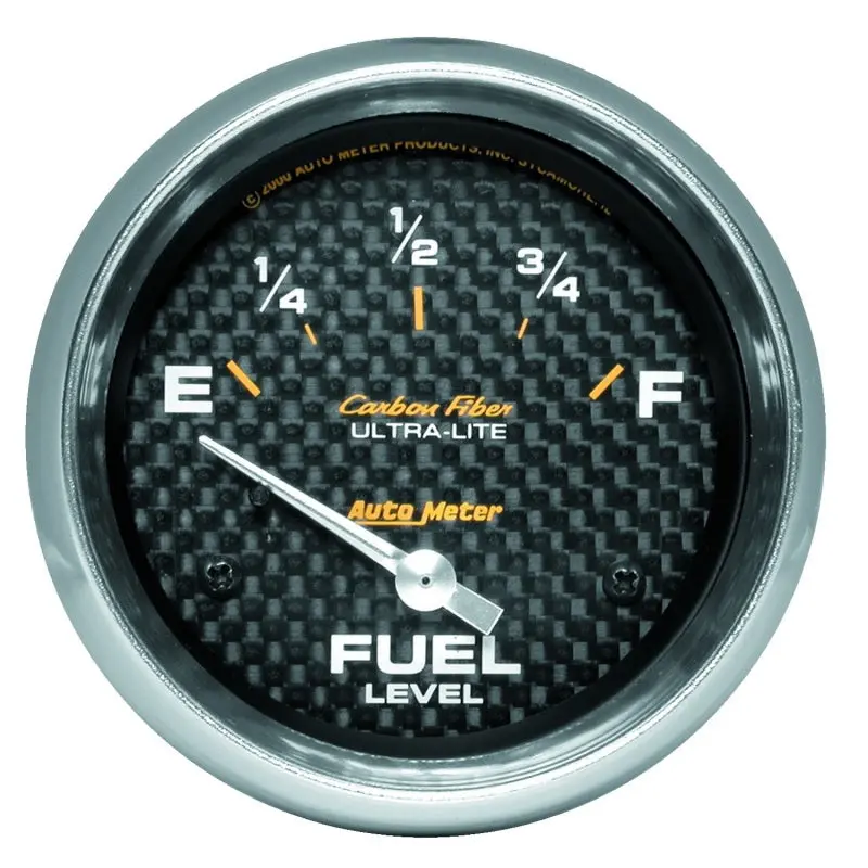 Autometer Electric Fuel Level Gauge – 2-5/8" Diameter, 240Ω To 33Ω Resistance Range, Carbon Fiber Face 1