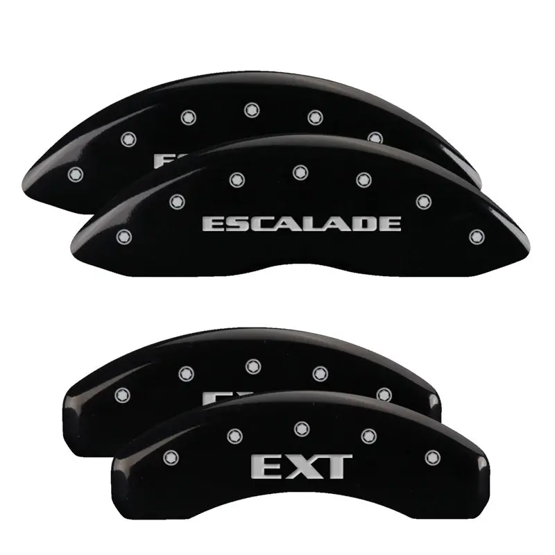 Mgp Engraved Caliper Covers For Cadillac Escalade & Ext – Front And Rear, Black Finish With Silver Chrome Highlights 2