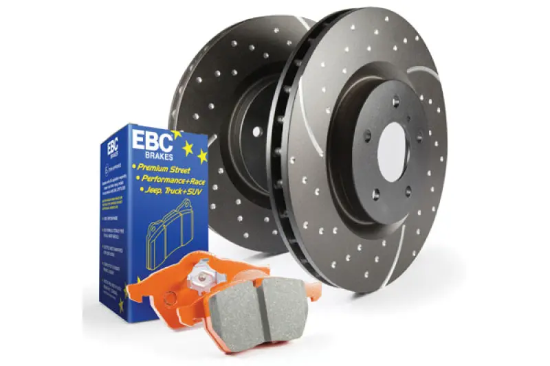 Ebc S8 Brake Kit Featuring Orangestuff Pads And Grooved Rotors 1