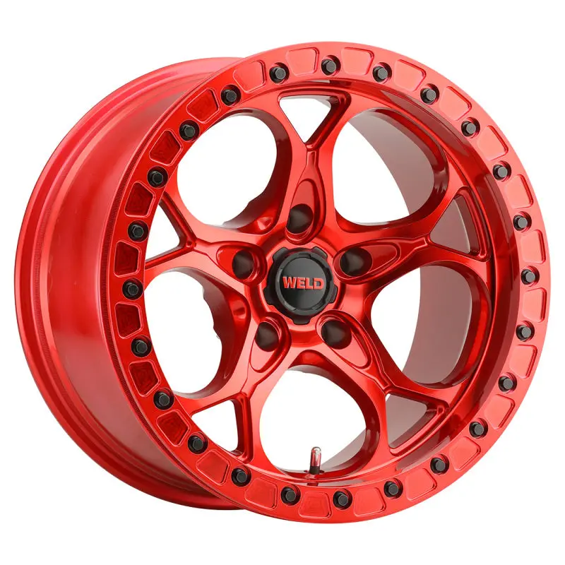 Weld Off-Road W906 Beadlock Wheel – 17X10 Inches, 5X127Mm Bolt Pattern, -25Mm Offset, 4.50" Backspace, Candy Red W/ Red Ring, 71.5Mm Center Bore 1