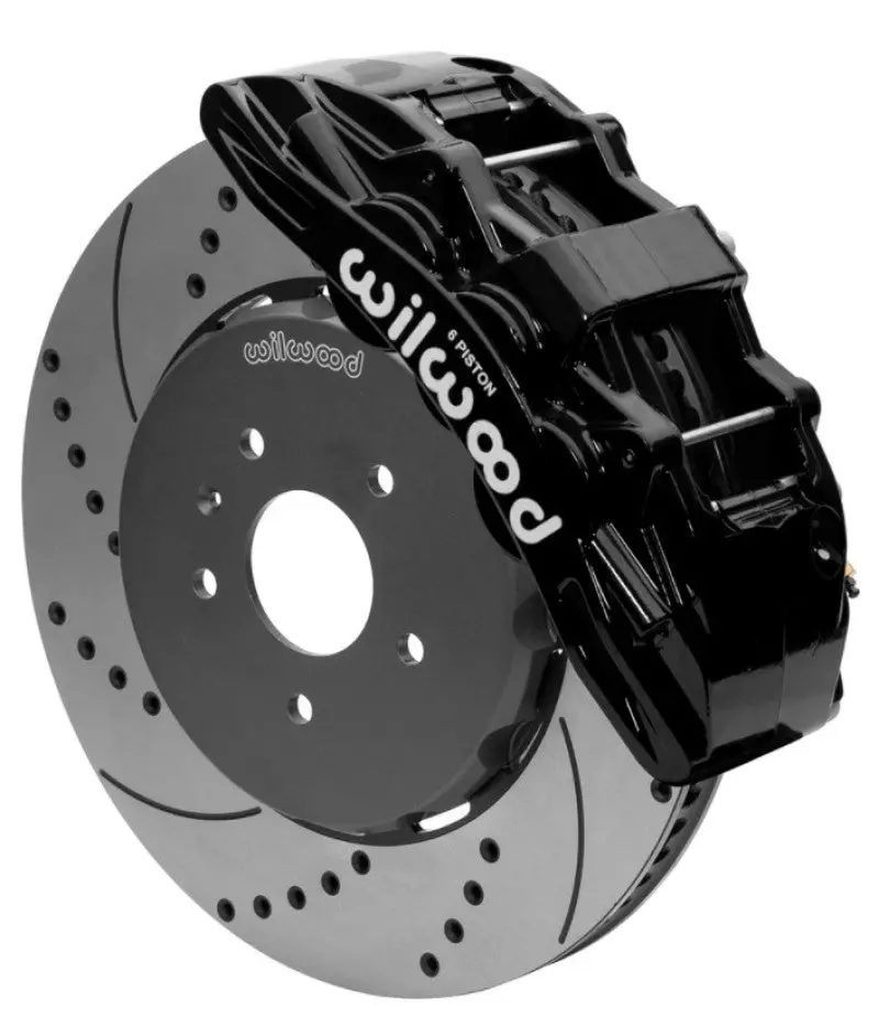 Wilwood Sx6R Front Brake Kit – 15-Inch Slotted/Drilled Srp Rotors, Black Finish, With Brake Lines For 2014–2019 Chevrolet Corvette C7 1