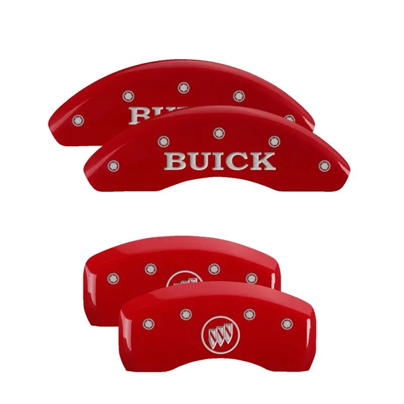 Mgp Engraved 4-Piston Caliper Covers For Jeep – Front And Rear, Red Finish With Silver Chrome Accents 2