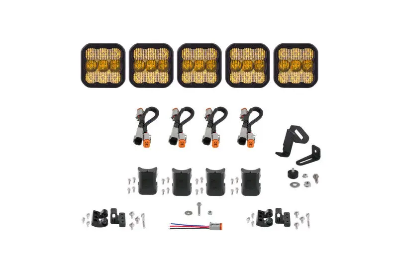 Diode Dynamics Ss5 Sport 5-Pod Universal Lightbar – Crosslink Mount, Yellow Combo Beam 1