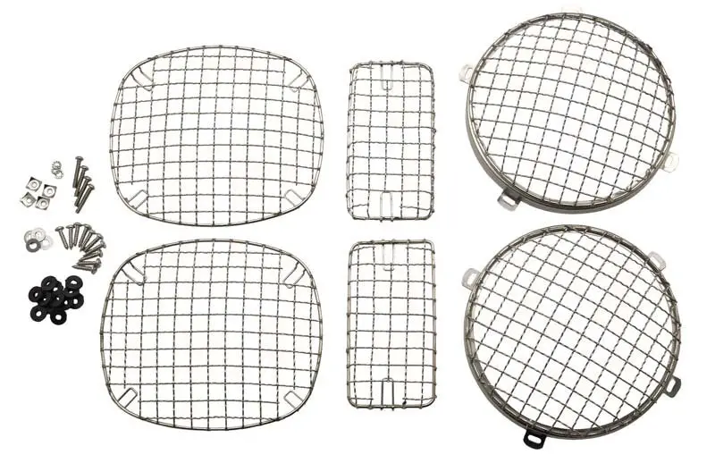 Kentrol Polished Silver Wire Mesh Grille Guard Set – 6-Piece Kit For 1997–2006 Jeep Wrangler Tj 1