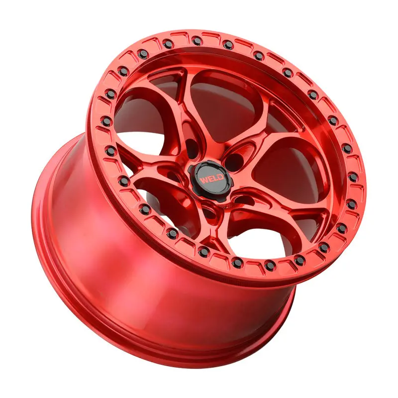 Weld Off-Road W906 Beadlock Wheel – 17X10 Inches, 5X127Mm Bolt Pattern, -25Mm Offset, 4.50" Backspace, Candy Red W/ Red Ring, 71.5Mm Center Bore 2